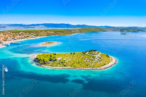 Beautiful blue seascape, archipelago on Adriatic sea in Croatia, near Pakostane © ilijaa