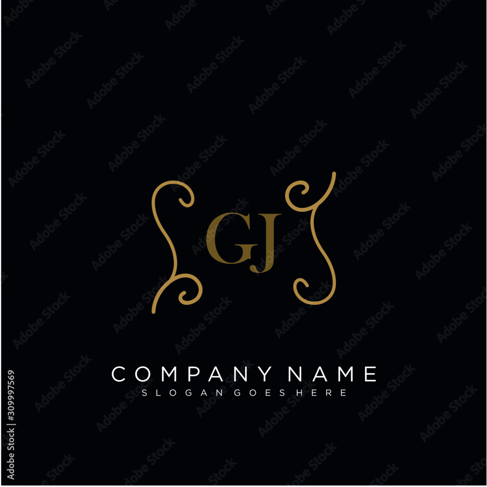  Initial letter GJ logo luxury vector mark, gold color elegant classical 