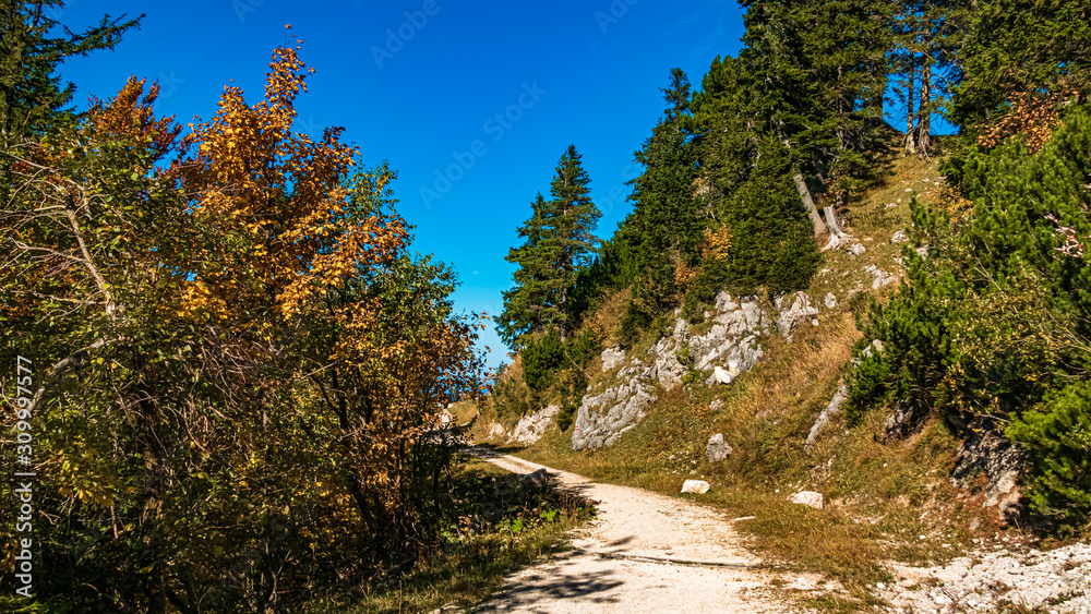Beautiful alpine autumn or indian summer view at the famous Kampenwand, Aschau im Chiemgau, Bavaria, Germany Beautiful alpine autumn or indian summer view at the famous Kampenwand, Aschau im Chiemgau, Bavaria, Germany