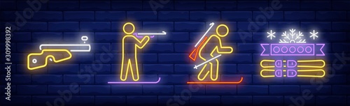 Biathlete neon signs set
