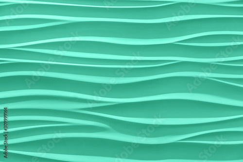 Trendy mint colored, low contrast, abstract elegant waves textured background. Year color concept.