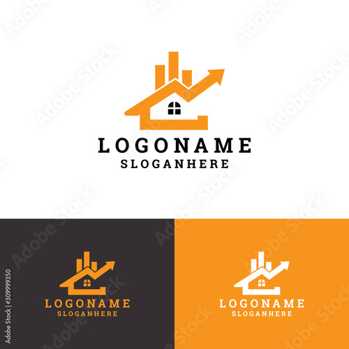 Statistic Real Estate company logo design template full vector