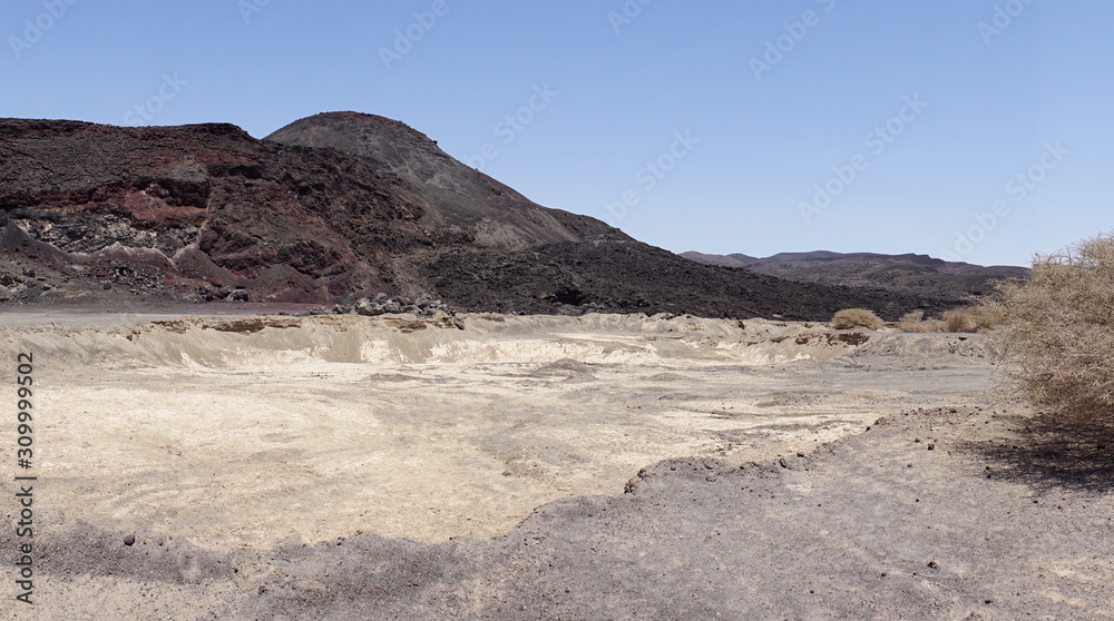 Ardokouba Volcano caldera with lava fields