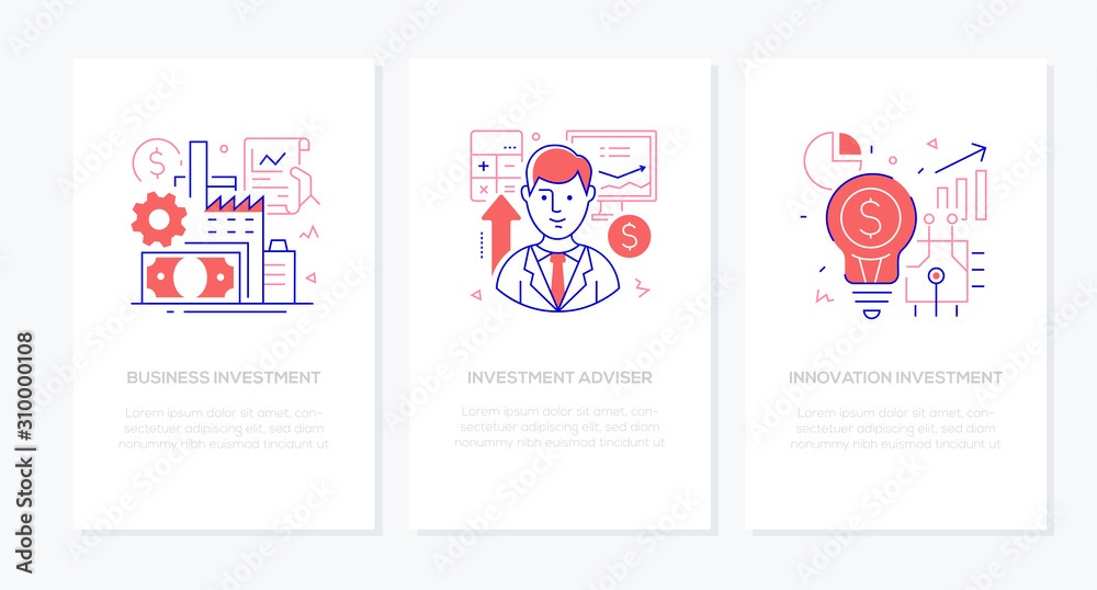 Financial operations - line design style banners set