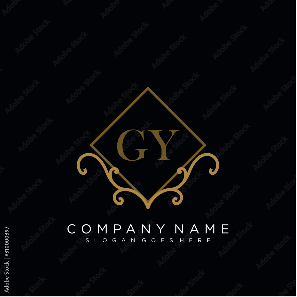 Initial letter GY logo luxury vector mark, gold color elegant classical Initial letter GY logo luxury vector mark, gold color elegant classical