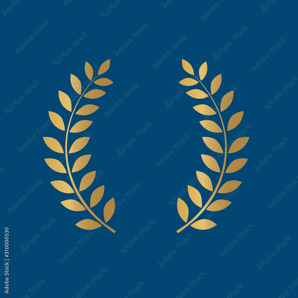 golden laurel wreath icon- vector illustration