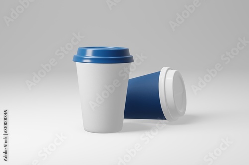 Paper coffee cup mock-up. Render realistic 3d illustration. Package mockup design for branding.