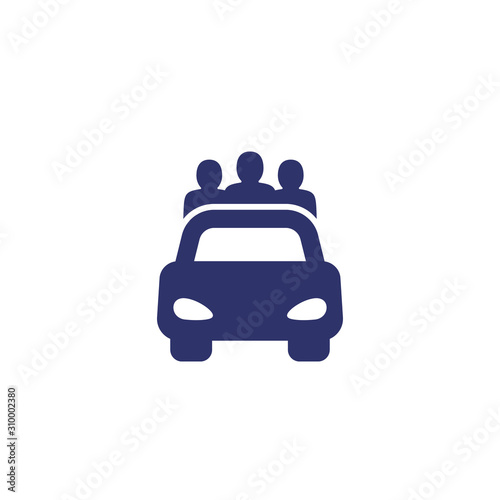 carsharing icon with users and car