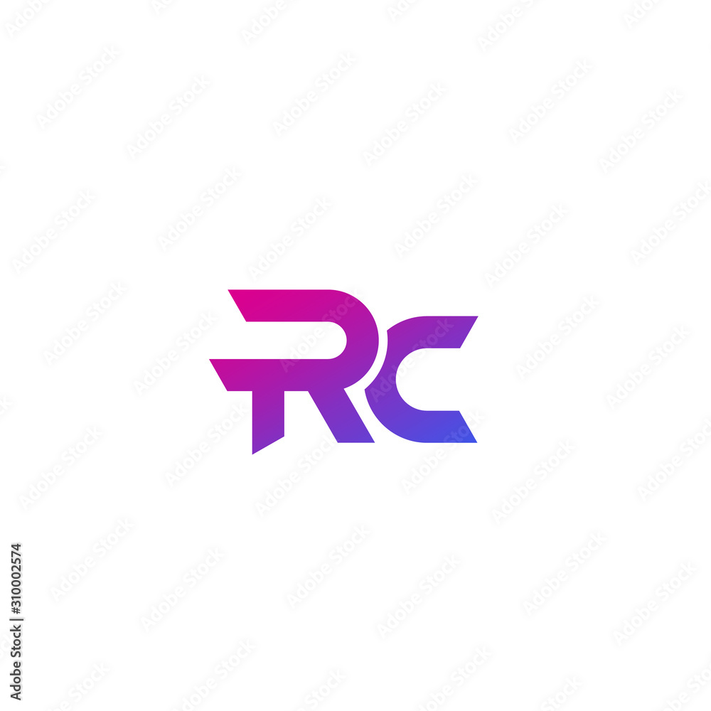 RC letters logo design on white