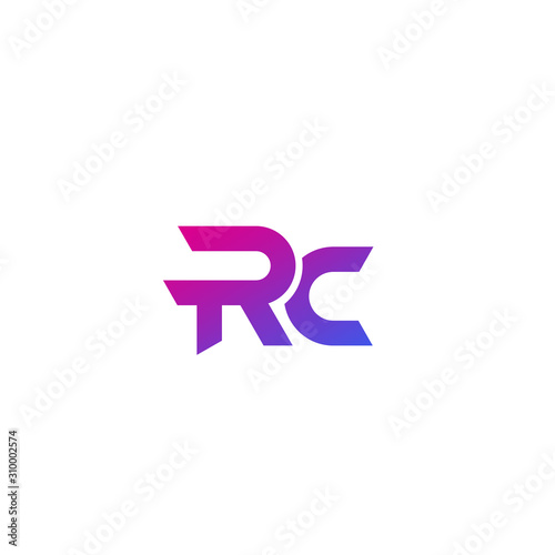 RC letters logo design on white