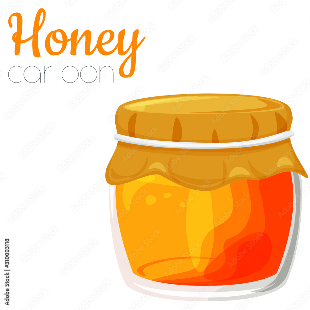 Honey jar cartoon vector illustration, isolated cute clipart. Stock