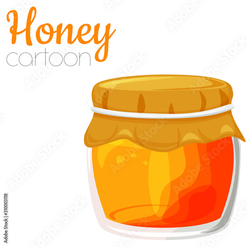 Honey jar cartoon vector illustration, isolated cute clip-art.