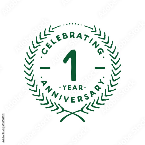 1 year design template. 1st logo. Vector and illustration.
