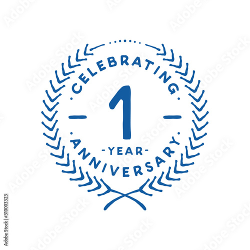 1 year design template. 1st logo. Vector and illustration.