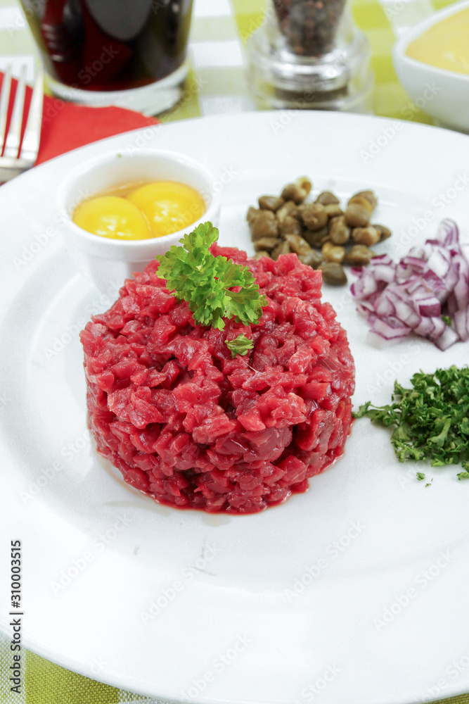 beef tartare on a plate beef tartare on a plate