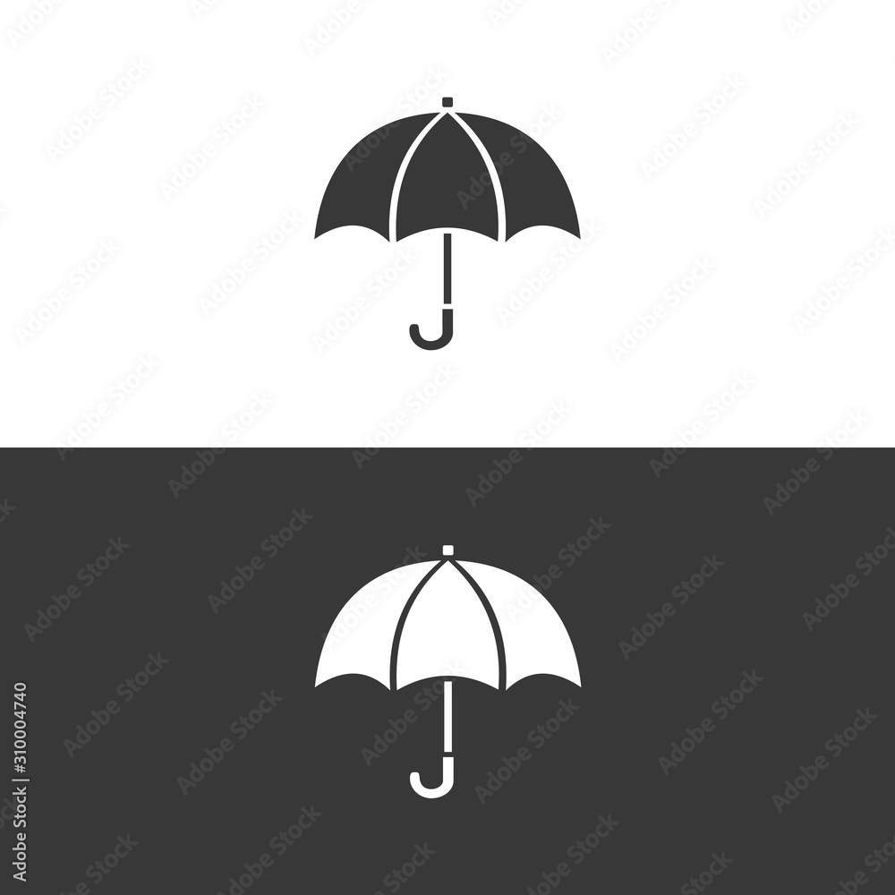 Umbrella. Icon on black and white background. Weather vector illustration