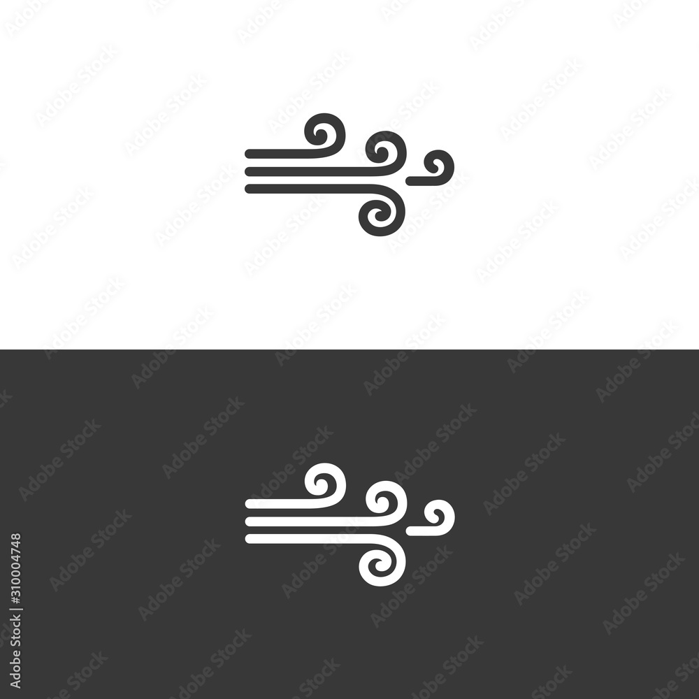 Wind. Icon on black and white background. Weather vector illustration Wind. Icon on black and white background. Weather vector illustration