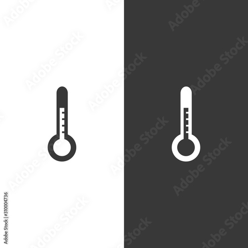 Thermometer. Icon on black and white background. Weather vector illustration