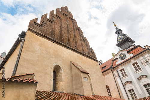 Old-New Synagogue in Prague built in year 1270. Old-New Synagogue and Jewish Town Hall in Prague, Czech Republic photo