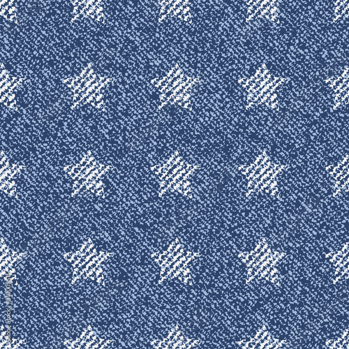 Jeans background with stars. Vector Denim seamless pattern