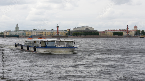 pleasure ship sails on the Neva river in St. Petersburg © KVN1777