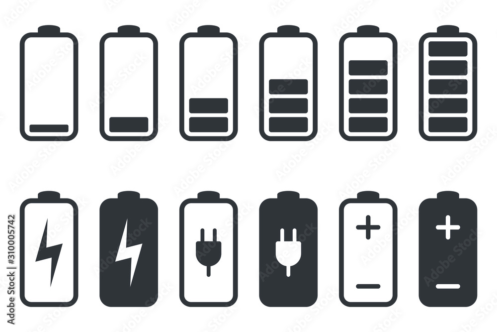 Battery charging icon. Battery charge indicator icons, vector graphics  Stock-Vektorgrafik | Adobe Stock