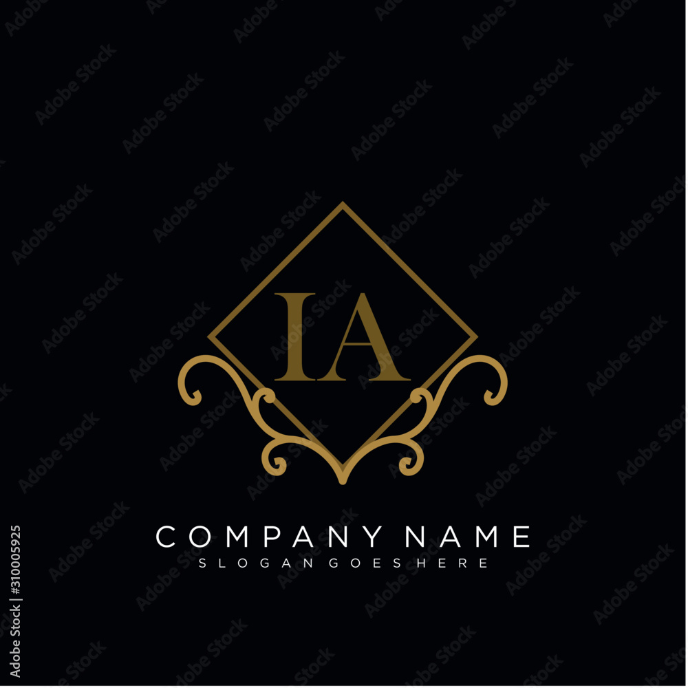 Initial letter IA logo luxury vector mark, gold color elegant classical Initial letter IA logo luxury vector mark, gold color elegant classical