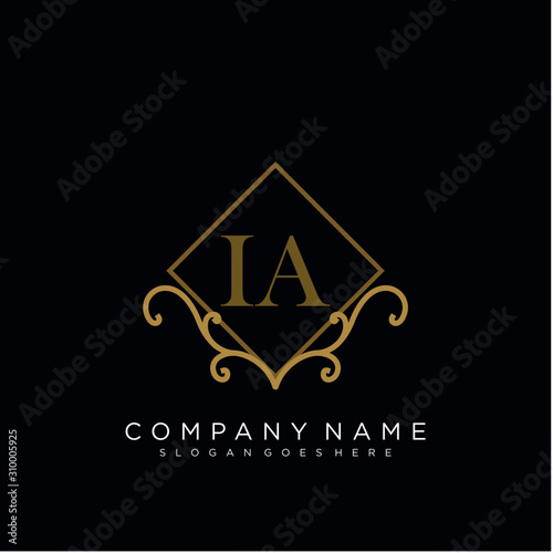  Initial letter IA logo luxury vector mark, gold color elegant classical 