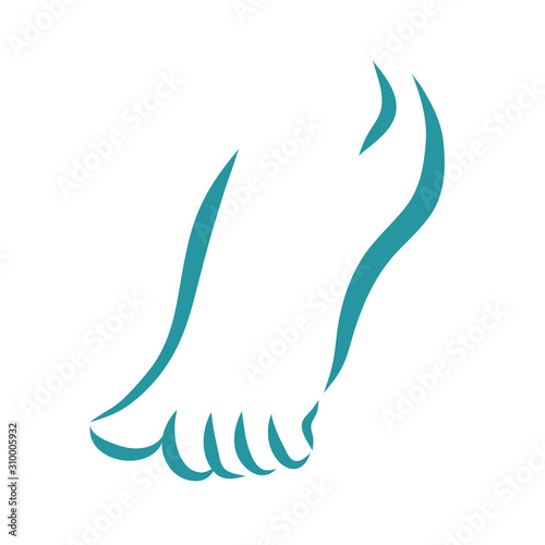 The female leg, drawn in simple lines. Isolated vector illustration about beauty and health.