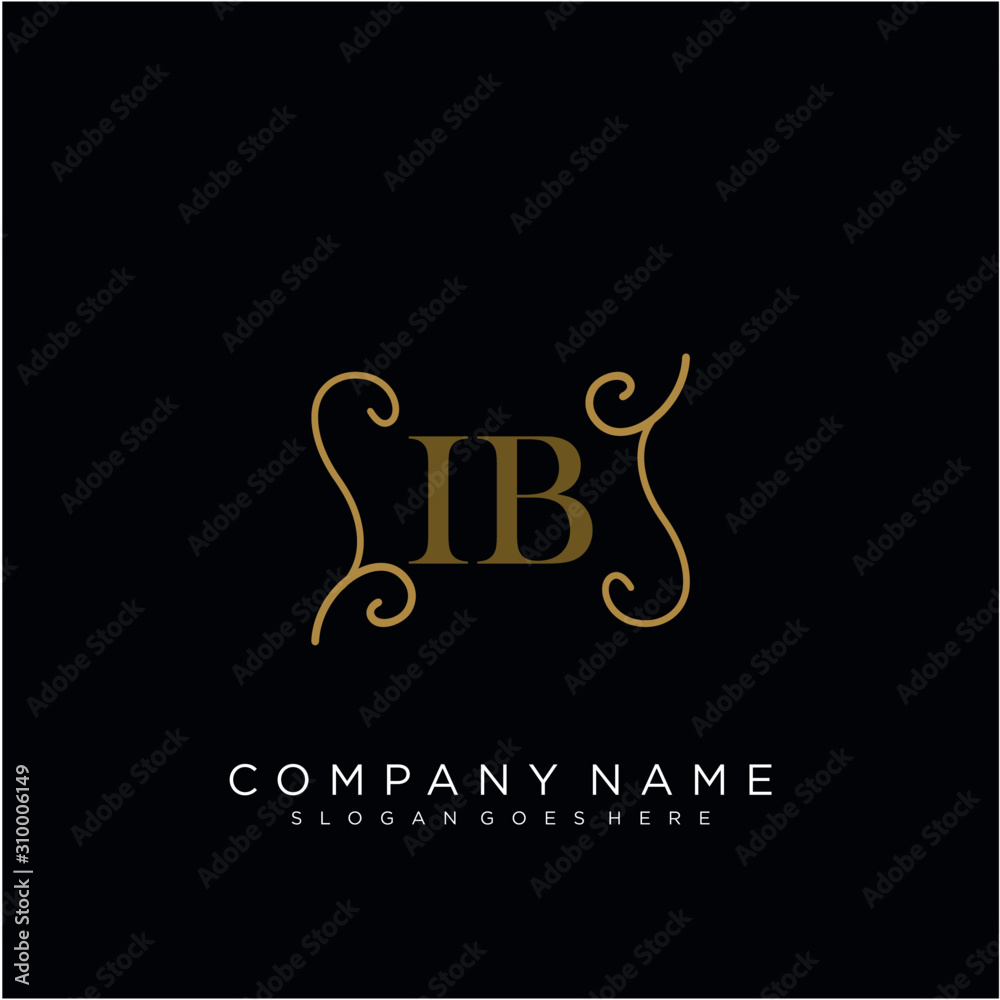 Initial letter IB logo luxury vector mark, gold color elegant classical Initial letter IB logo luxury vector mark, gold color elegant classical