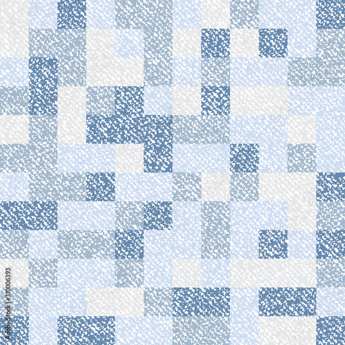 Vector Jeans background with squares. Denim seamless pattern. Gray Jeans cloth.