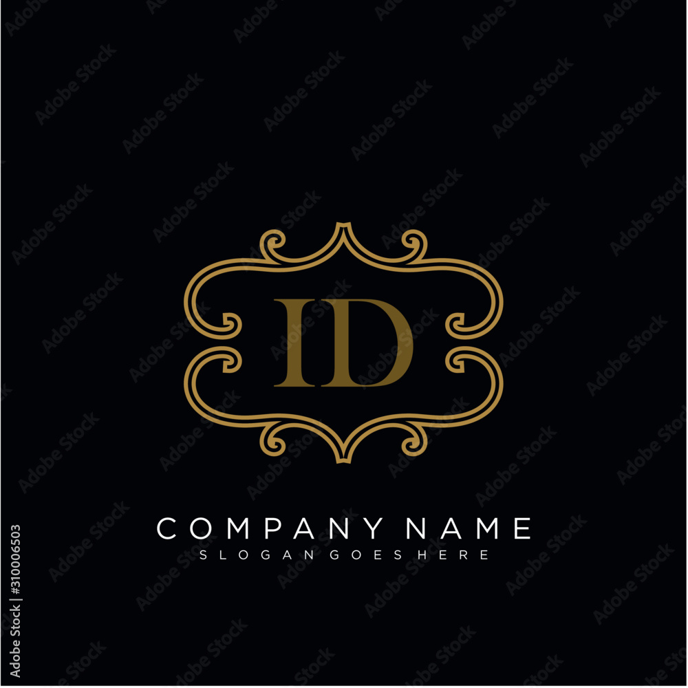 Initial letter ID logo luxury vector mark, gold color elegant classical