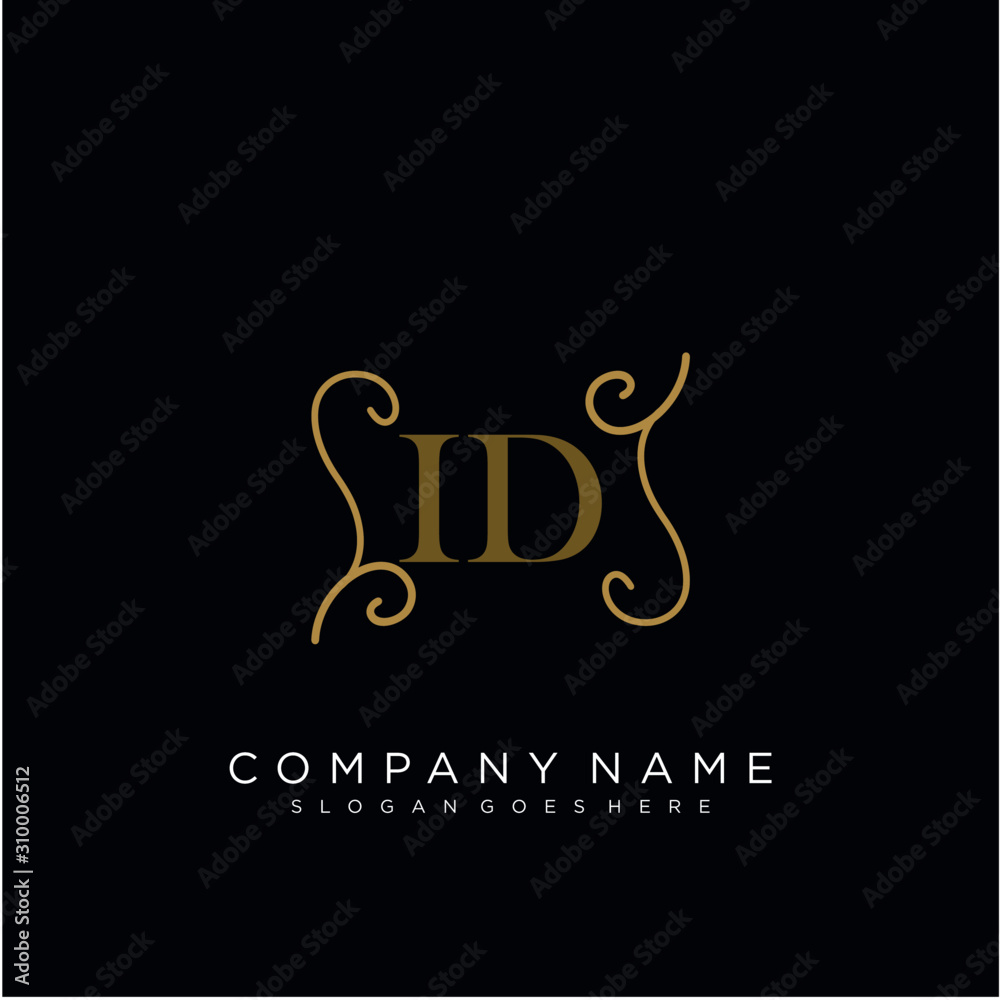 Initial letter ID logo luxury vector mark, gold color elegant classical Initial letter ID logo luxury vector mark, gold color elegant classical