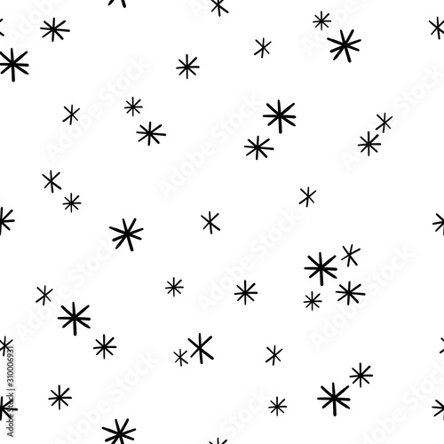 Cute hand drawn star or snow flake seamless vector pattern © Wiktoria Matynia