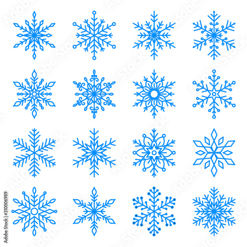 Christmas and winter snow flakes set vector, beautiful collection