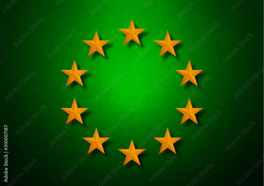 Golden stars in a circle on a colored background with texture. Template for your design. Golden stars in a circle on a colored background with texture. Template for your design.