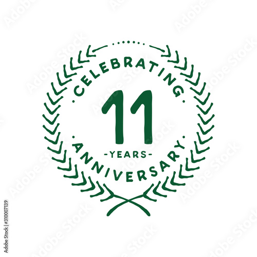 11 years design template. 11th logo. Vector and illustration.