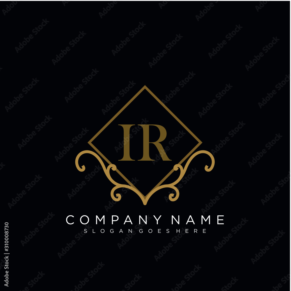 Initial letter IR logo luxury vector mark, gold color elegant classical Initial letter IR logo luxury vector mark, gold color elegant classical