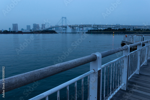 夕暮れの東京湾の風景
