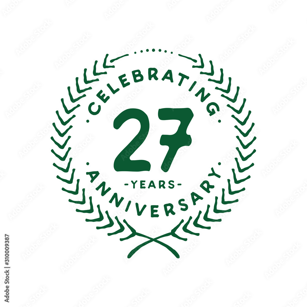 27 years design template. 27th logo. Vector and illustration. 27 years design template. 27th logo. Vector and illustration.