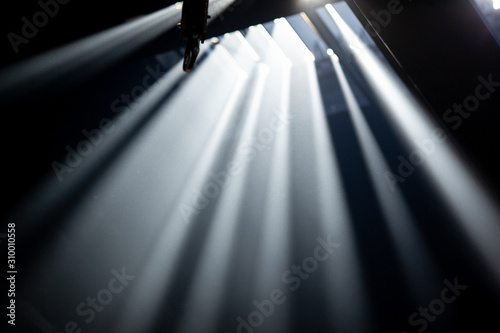 Industrial interior: upper part of window frame in factory building