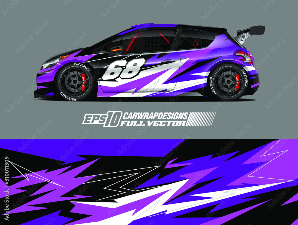 Car wrap design vector. Graphic abstract stripe racing background kit designs for wrap vehicle, race car, rally, adventure and livery. Full vector eps 10 Car wrap design vector. Graphic abstract stripe racing background kit designs for wrap vehicle, race car, rally, adventure and livery. Full vector eps 10