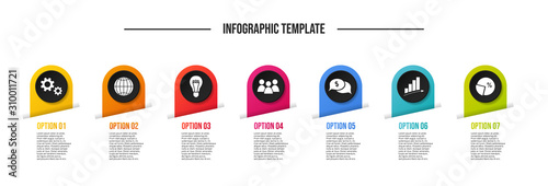 Colorful infograph with business symbols. Vector