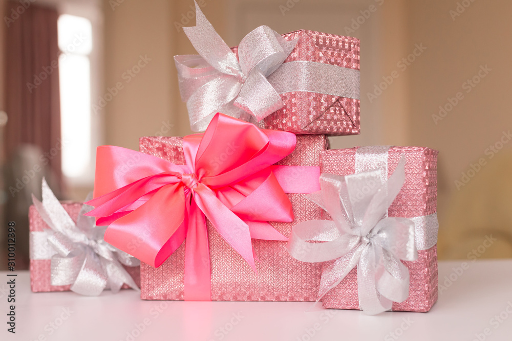 Holiday. Gift box decorated bow Holiday. Gift box decorated bow