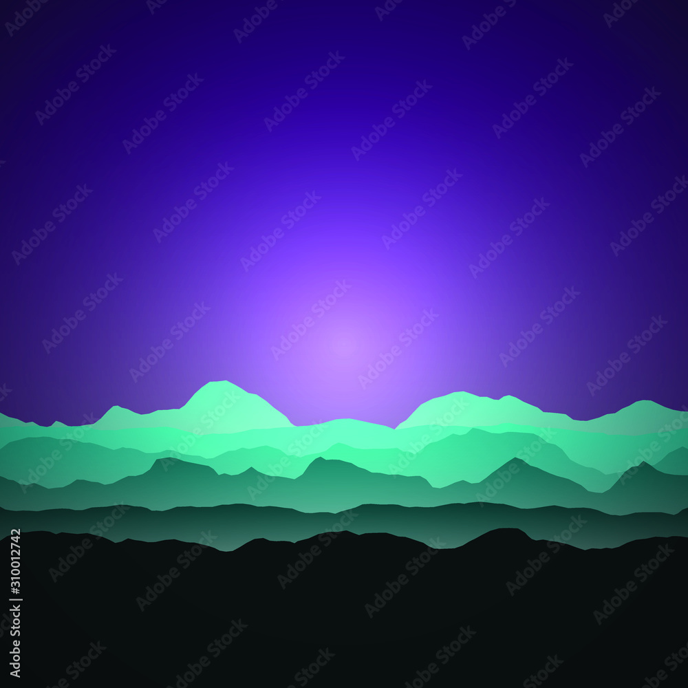 Color Mountains Landscape Generative Art background illustration