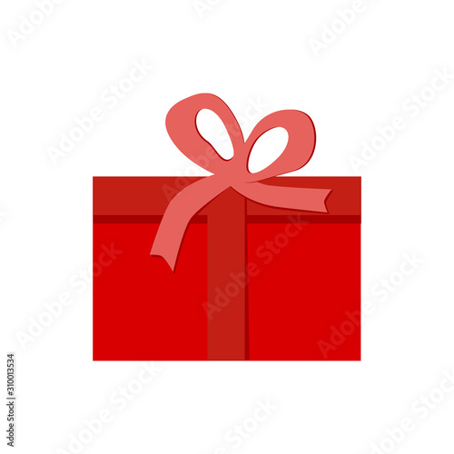 Red gift box with bow isolated on white background. Collection for Birthday, Christmas, Valentine's Day and other holidays. Vector illustration.Flat design.