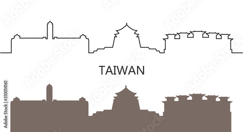 Taiwan logo. Isolated Taiwanese architecture on white background