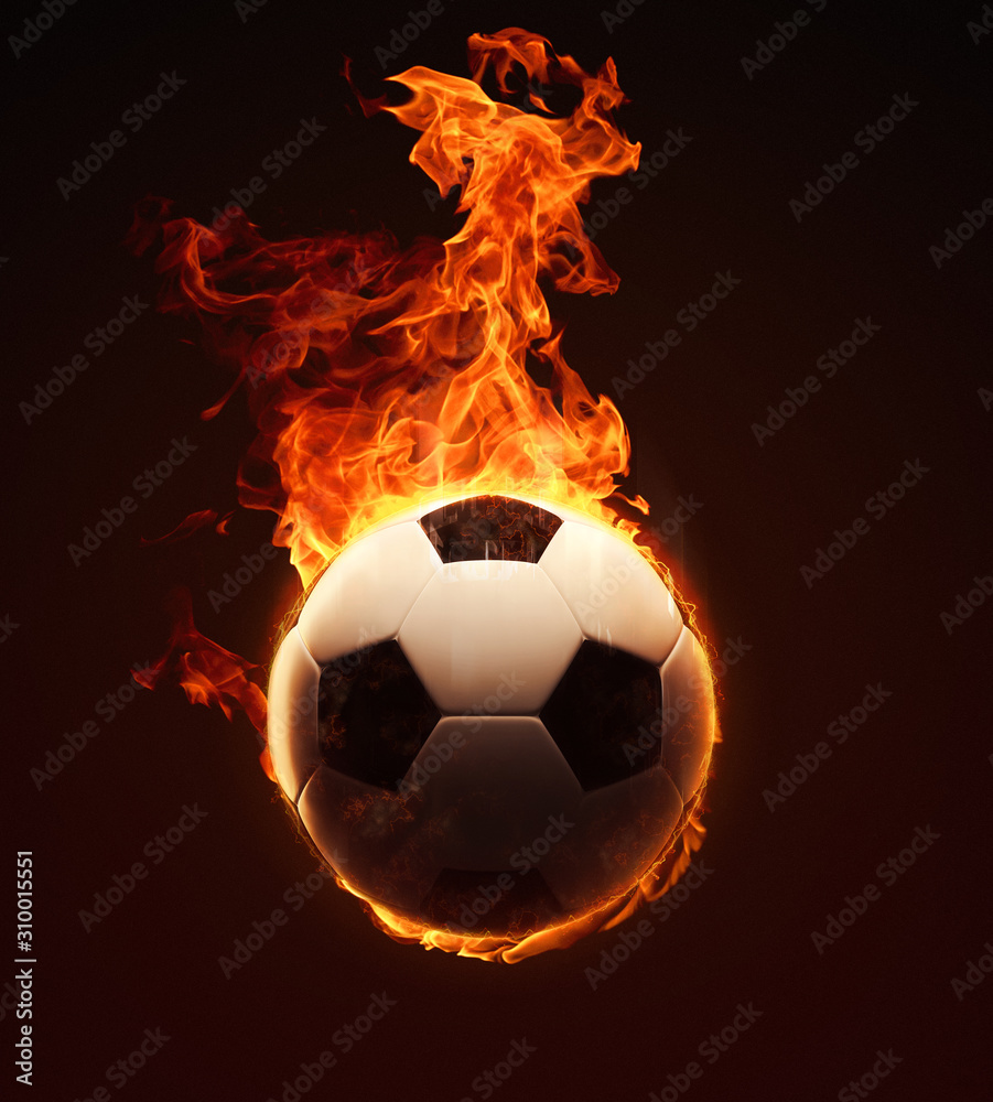 Fototapeta premium Burning fiery soccer ball