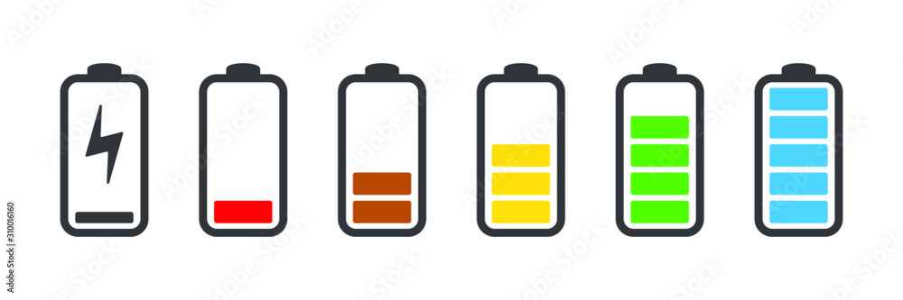 Battery charge indicator icons, vector graphics Battery charge indicator icons, vector graphics