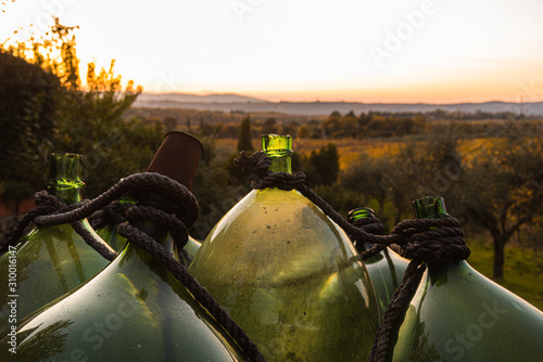 Glass barrel in a Chianti landscape